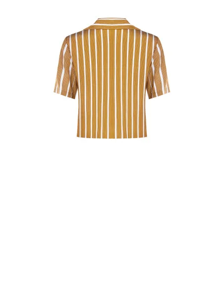 Chemise courte à rayures en mélange de viscose avec col renversé « Rinascimento »