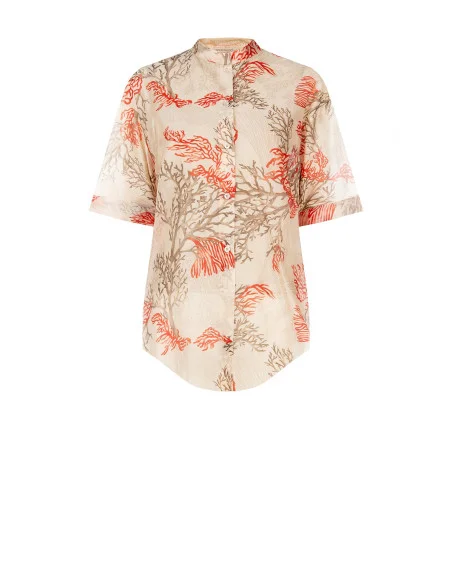 Camicia In Lyocell Ultralight Senza Colletto Rinascimento
