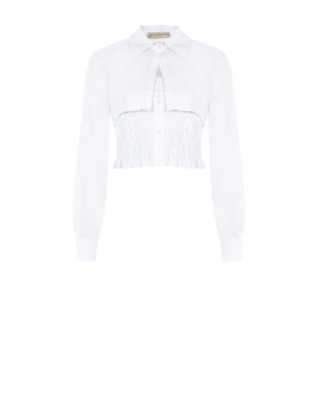 Camicia Due Pezzi Staccabili In Misto Cotone Con Top Arricciato Rinascimento