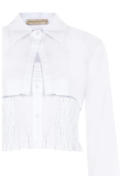 Two-piece detachable shirt in a cotton blend with a gathered top – Rinascimento
