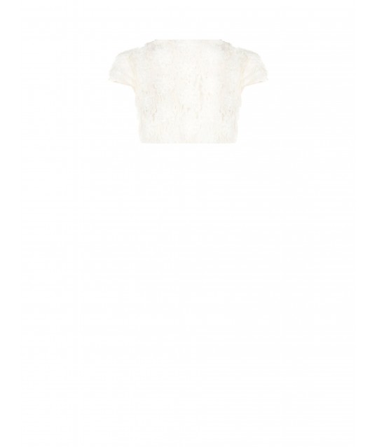 Bolero Tulle Shawl Embellished with Embossed Rinascimento-Style Flowers