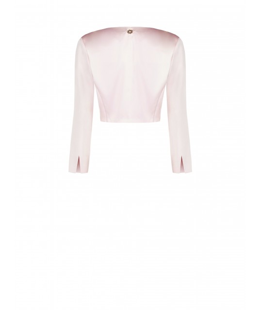 Boléro en satin avec empiècement en tulle plissé sur le devant et bretelles « Rinascimento »