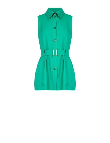 Gilet Lungo In Misto Viscosa Con Tasche E Cintura Coordinata Rinascimento