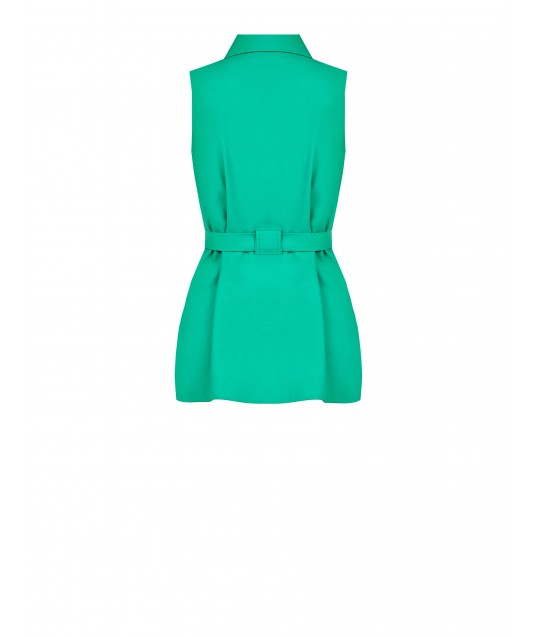 Gilet Lungo In Misto Viscosa Con Tasche E Cintura Coordinata Rinascimento