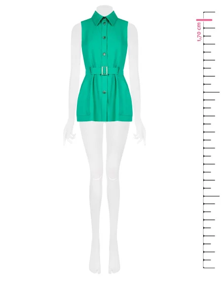 Long viscose-blend waistcoat with pockets and matching belt by Rinascimento