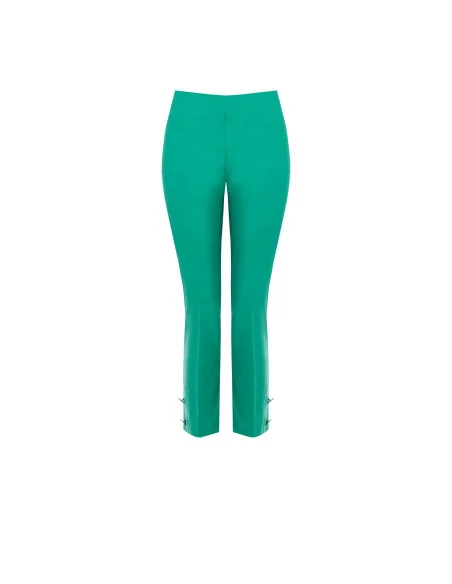 Pantalon cigarette en coton avec fermeture éclair latérale « Rinascimento »