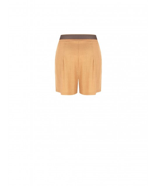 Short en mélange de viscose et de lin avec ceinture assortie en simili-cuir, marque Rinascimento
