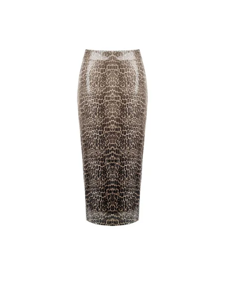 Rinascimento-style Sheath Skirt in Spotted Fabric Covered in Sequins