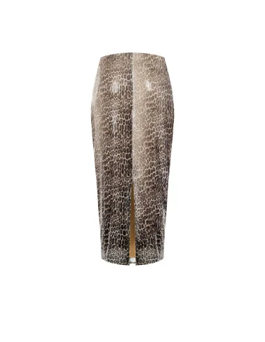 Rinascimento-style Sheath Skirt in Spotted Fabric Covered in Sequins