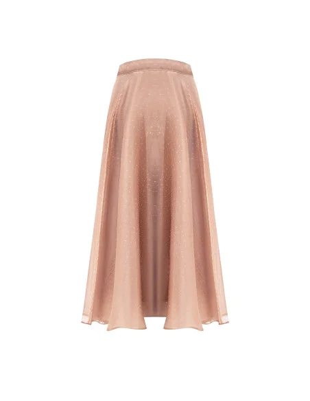 Jupe longue évasée en satin laminé avec strass « Rinascimento »