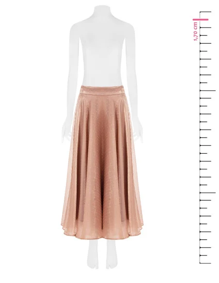 Long, Full-Circle Skirt in Laminated Satin with Rinascimento-Style Rhinestones