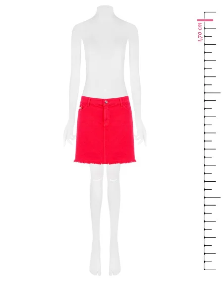 Rinascimento Stretch Denim Mini Skirt with Fringed Hem