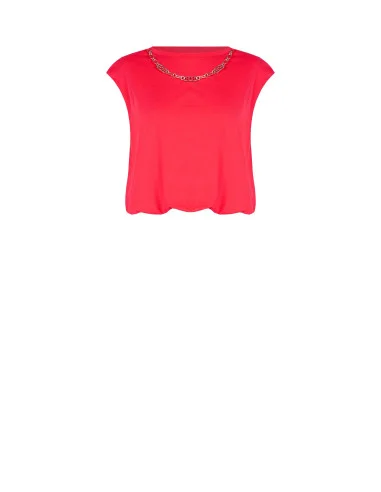 Balloon-Style Cotton Top with Removable RR Logo Chain Rinascimento