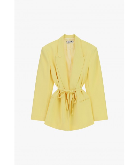 Regular-fit blazer with a tied belt and pockets, please