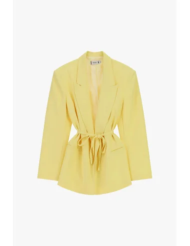 Regular-fit blazer with a tied belt and pockets, please