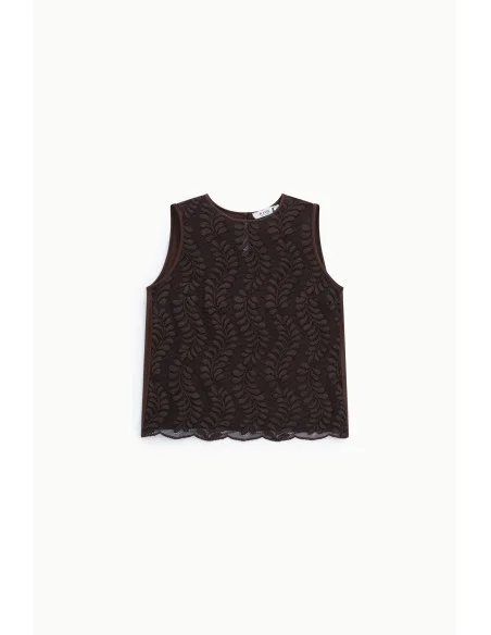 Top sans manches avec motif brodé Please