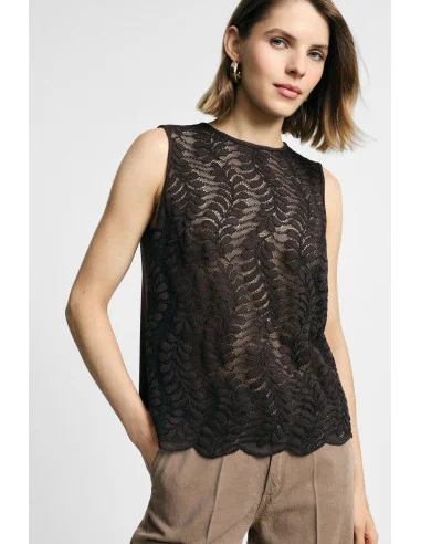 Sleeveless Top with Embroidered Pattern Please