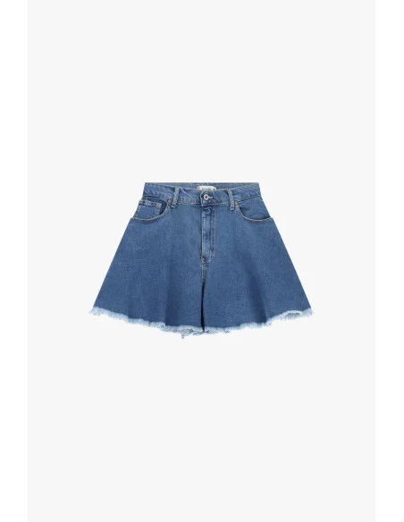 Flared Skirt-Effect Shorts with Frayed Hem Please