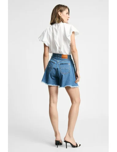 Flared Skirt-Effect Shorts with Frayed Hem Please