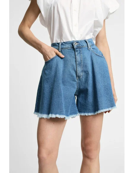 Flared Skirt-Effect Shorts with Frayed Hem Please