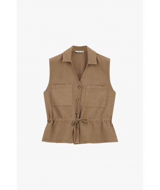 Waistcoat With Patch Pockets And Drawstring Waist Please