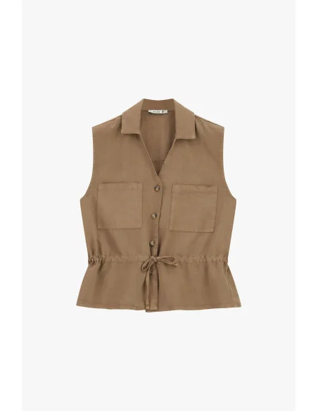 Gilet avec poches plaquées et cordon de serrage à la taille Please
