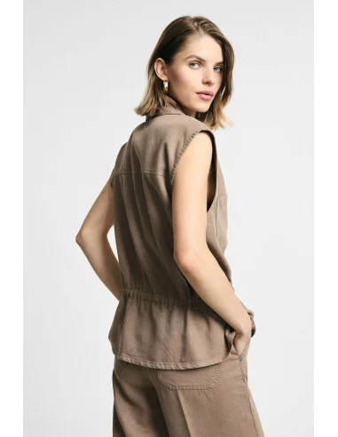 Vest With Patch Pockets And Drawstring Waist Please