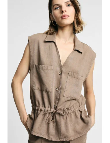 Gilet Con Tasche Applicate E Coulisse In Vita Please