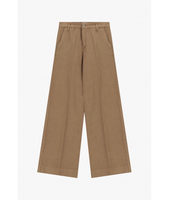 Pantaloni Palazzo Vita Alta Con Tasche Laterali Please