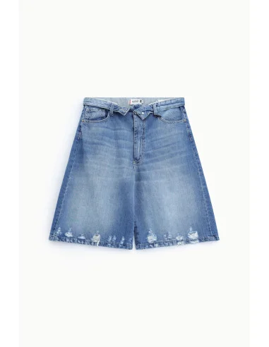 Shorts Cinque Tasche Effetto Used Lunghezza Al Ginocchio Please