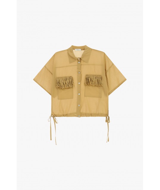 Camicia Cropped Tasche Frange Manica Corta Dixie