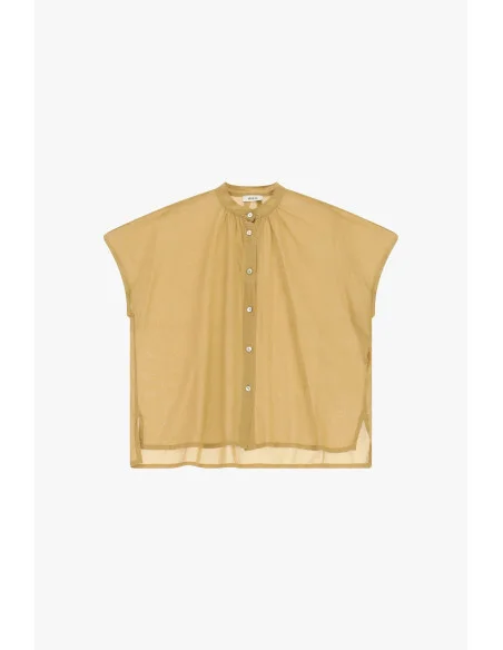 Dixie Loose-Fitting Sleeveless Shirt with Visible Buttons
