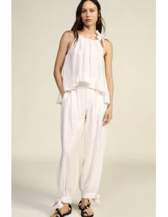 Palazzo Trousers with Tied Hem and Pleats Dixie