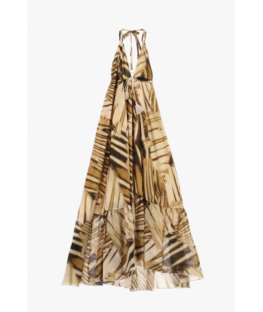 Long Dress Geometric Print With Dixie Neckline