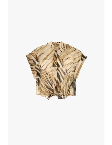 Camicia Crop Con Nodo Frontale E Maniche Corte Dixie
