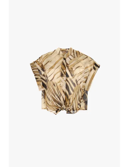 Camicia Crop Con Nodo Frontale E Maniche Corte Dixie