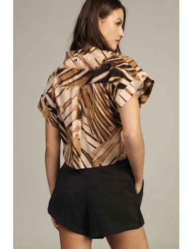 Camicia Crop Con Nodo Frontale E Maniche Corte Dixie
