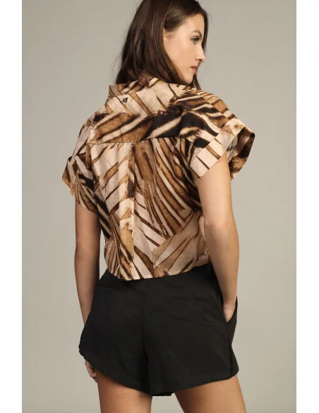 Camicia Crop Con Nodo Frontale E Maniche Corte Dixie
