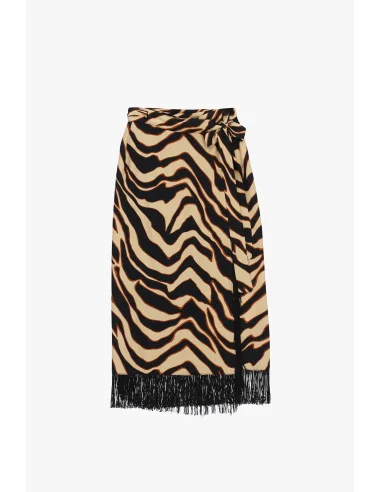Gonna Midi Fantasia Animalier Con Frange Dixie