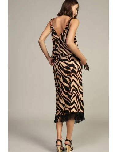 Gonna Midi Fantasia Animalier Con Frange Dixie