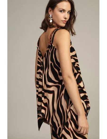 Top with Crossed Straps and Graphic Print Dixie