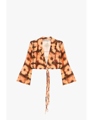 Camicia Cropped Fantasia Con Nodo Frontale Dixie