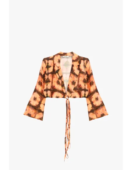 Camicia Cropped Fantasia Con Nodo Frontale Dixie