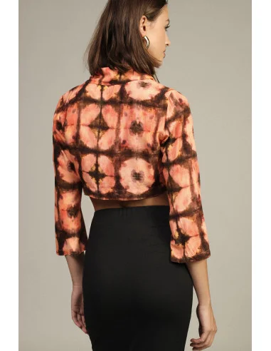 Cropped Printed Blouse with Front Knot Dixie