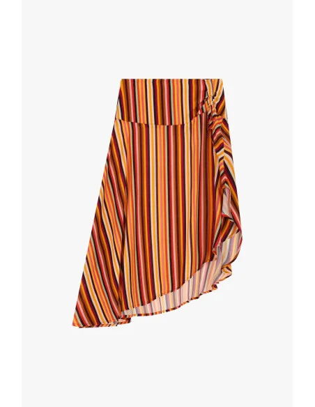 Asymmetrical Short Striped Skirt with Knot Dixie