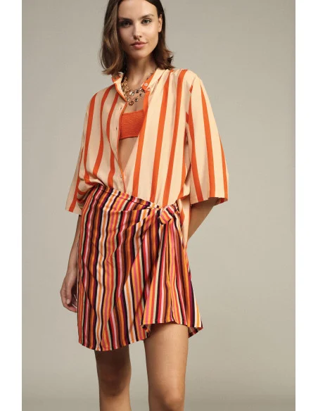 Dixie Striped Wrap Mini Skirt