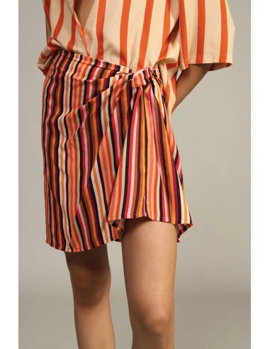 Dixie Striped Wrap Mini Skirt