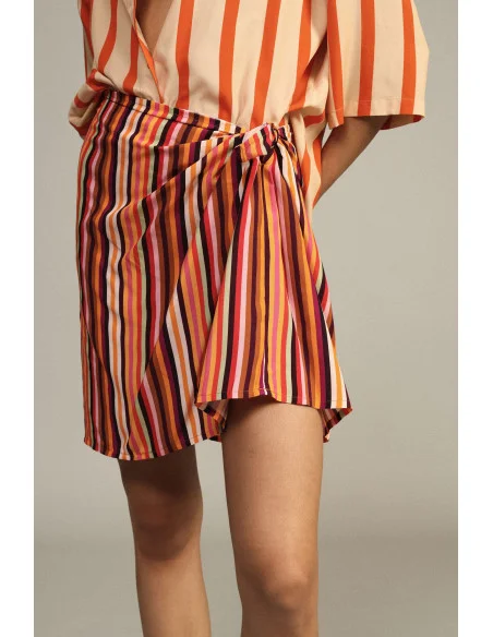 Dixie Striped Wrap Mini Skirt