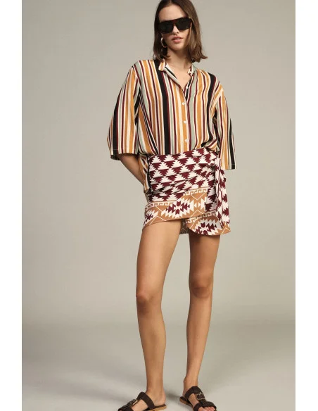 Gonna Corta Fantasia Geometrica Con Nodo Laterale Dixie