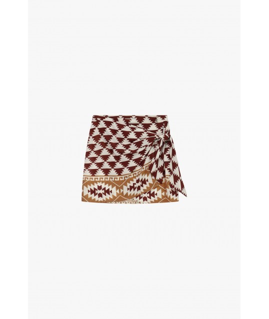 Gonna Corta Fantasia Geometrica Con Nodo Laterale Dixie